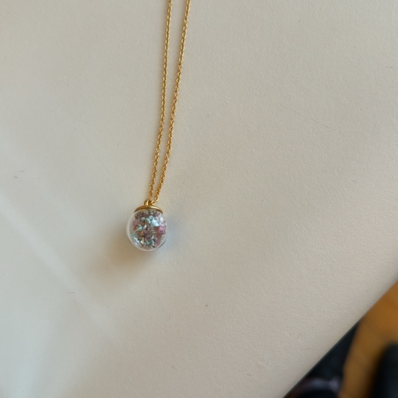 Catherine Weitzman Jewelry - Long Gold Tone Chain w/ Small Clear Globe w/Stones - Picture 2 of 8